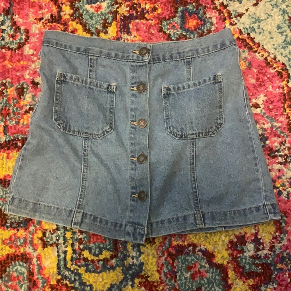 Forever 21 Button Front Denim Mini Skirt